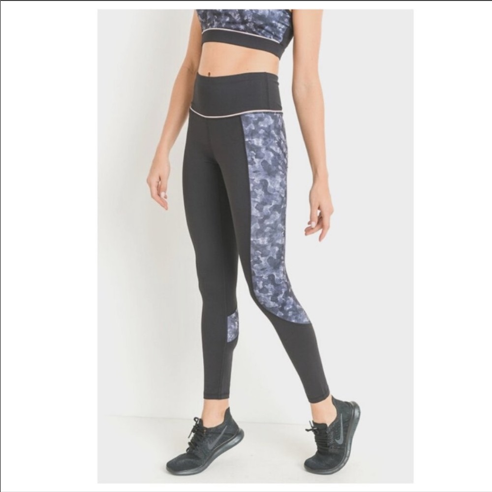 Blue Camo Print Workout Leggings
